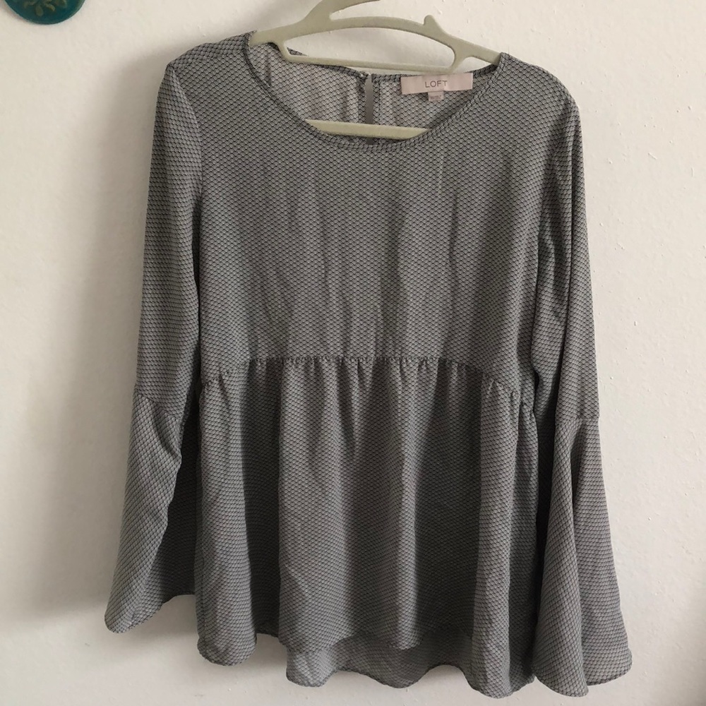 Loft Bell Sleeve Patterned Blouse